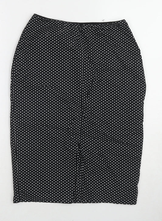 Baylis & Knight Womens Black Polka Dot Cotton Straight & Pencil Skirt Size 12 Zip
