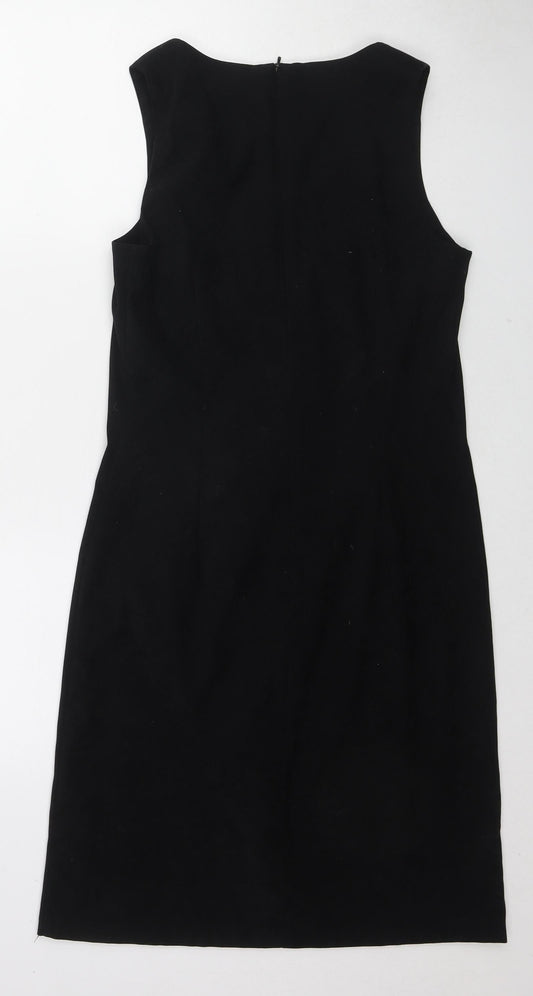 NL Collection Womens Black Polyester Tank Dress Size 12 V-Neck Zip