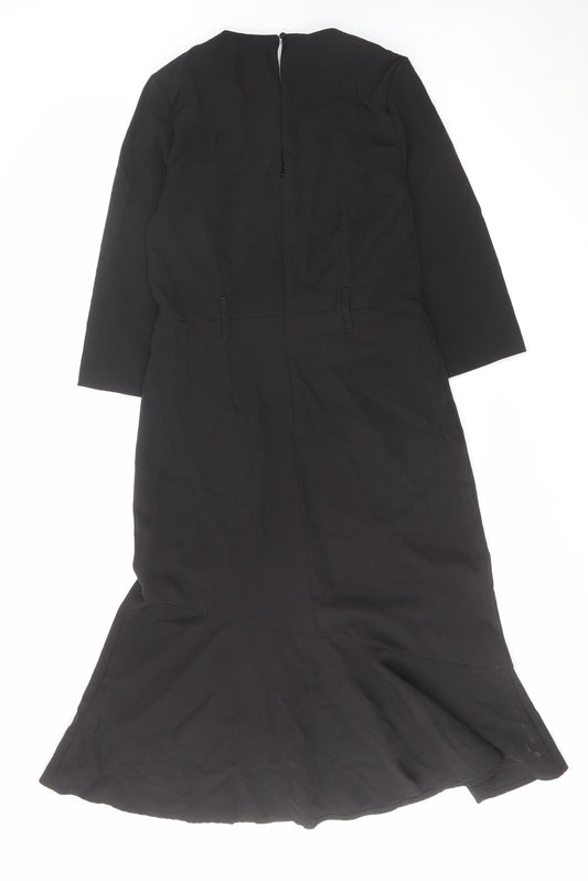 Warehouse Womens Black Polyester Trapeze & Swing Size 12 Round Neck Zip