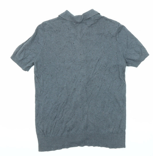 Gap Womens Grey Acrylic Basic Button-Up Size M Collared