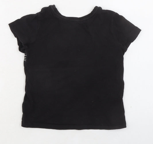 Old Navy Girls Black 100% Cotton Basic T-Shirt Size 6-7 Years Round Neck Pullover - Find Your Inner Sparkle