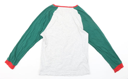 Disney Womens Grey Cotton Basic T-Shirt Size M Round Neck - Christmas Mickey Mouse