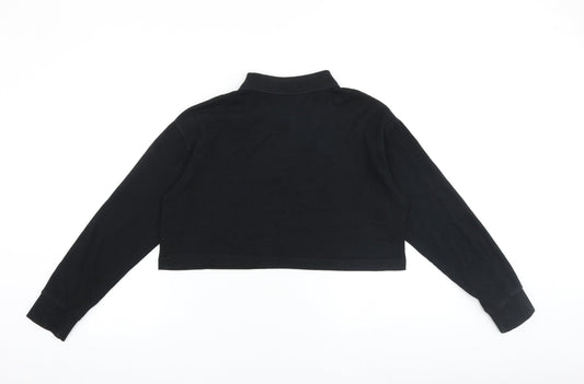Zara Womens Black Polyester Pullover Sweatshirt Size S Button