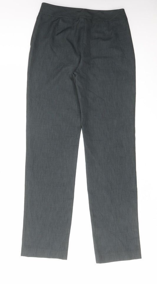 THOMO Womens Grey Polyester Trousers Size 8 L31 in Regular Hook & Eye