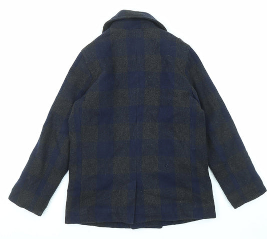 Autograph Girls Blue Check Jacket Coat Size 9-10 Years Button