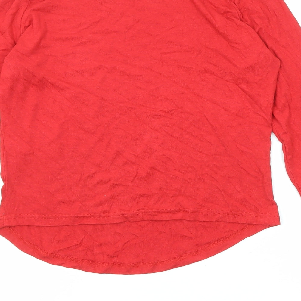 Cider Womens Red Viscose Basic T-Shirt Size XL Boat Neck