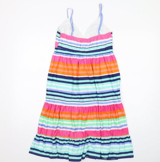 Utam Boutique Womens Multicoloured Striped Viscose Tank Dress Size 10 V-Neck Zip