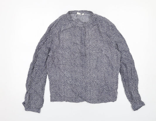 Gap Womens Blue Geometric Viscose Basic Blouse Size S Round Neck