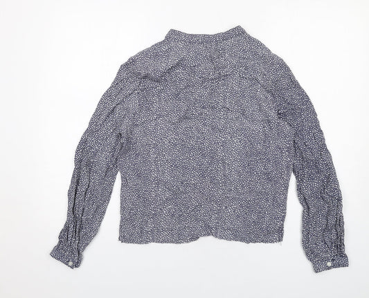 Gap Womens Blue Geometric Viscose Basic Blouse Size S Round Neck