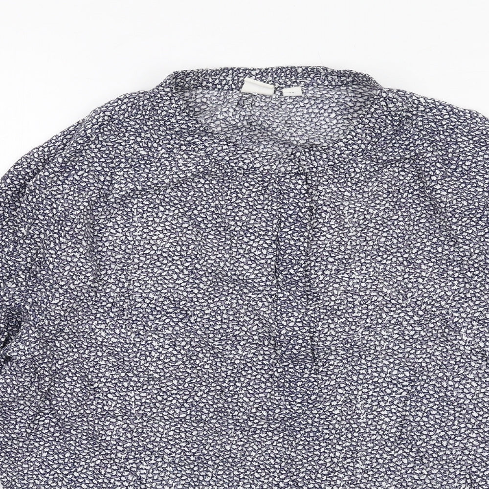 Gap Womens Blue Geometric Viscose Basic Blouse Size S Round Neck
