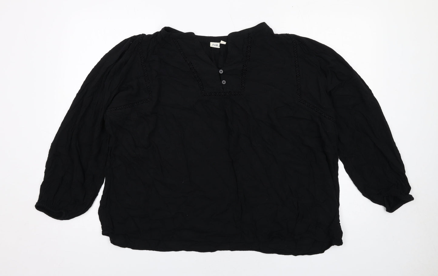 Gap Womens Black Viscose Basic Blouse Size L V-Neck