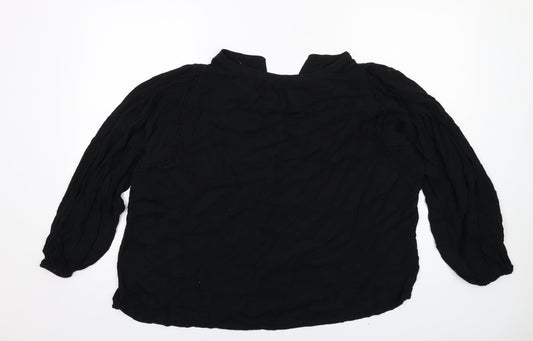 Gap Womens Black Viscose Basic Blouse Size L V-Neck