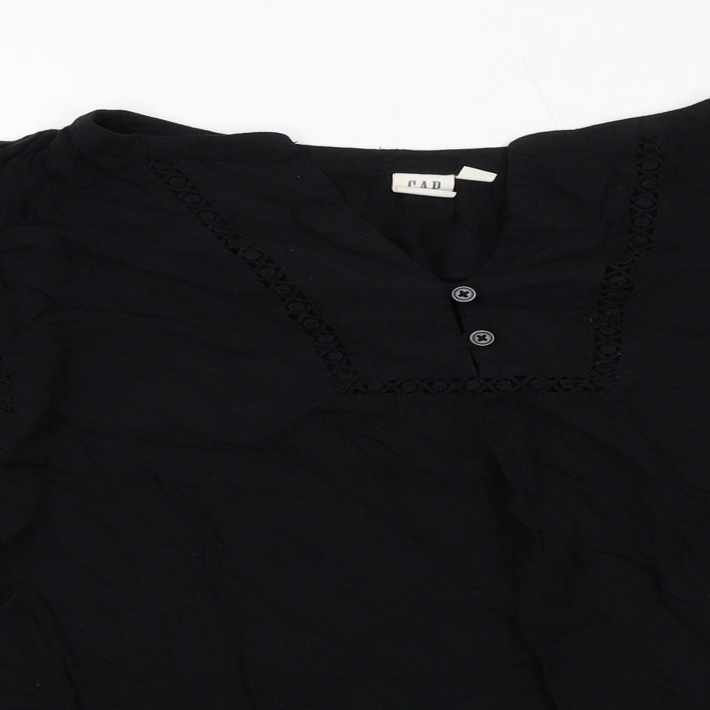 Gap Womens Black Viscose Basic Blouse Size L V-Neck