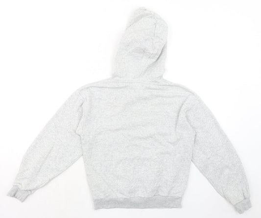 H&M Girls Grey Cotton Pullover Hoodie Size 10 Years Pullover - Age 10-12
