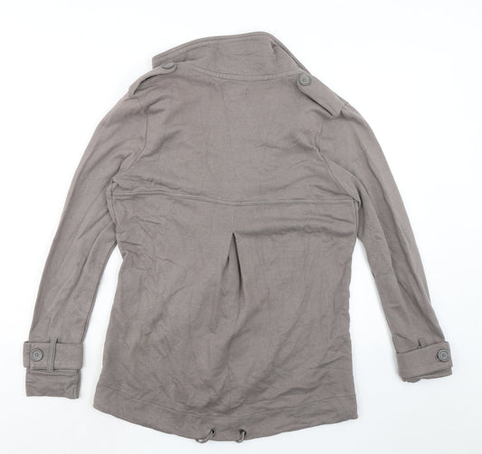 NEXT Womens Grey Cotton Overcoat Jacket Size 10 Button