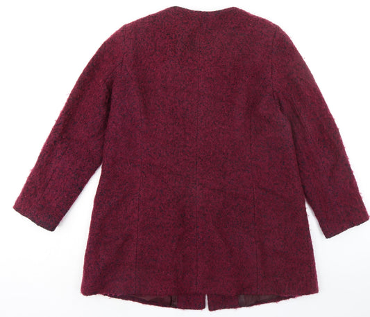 BHS Womens Purple Geometric Overcoat Coat Size 18 Button