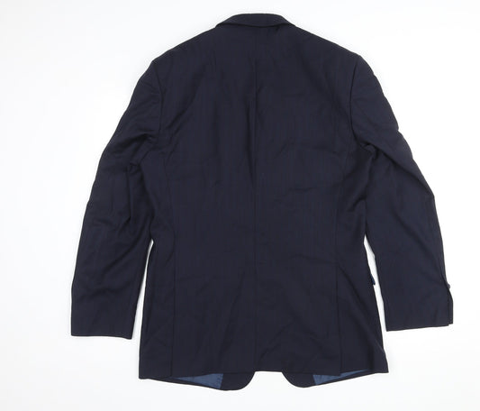 Marks and Spencer Mens Blue Striped Wool Jacket Suit Jacket Size M Regular