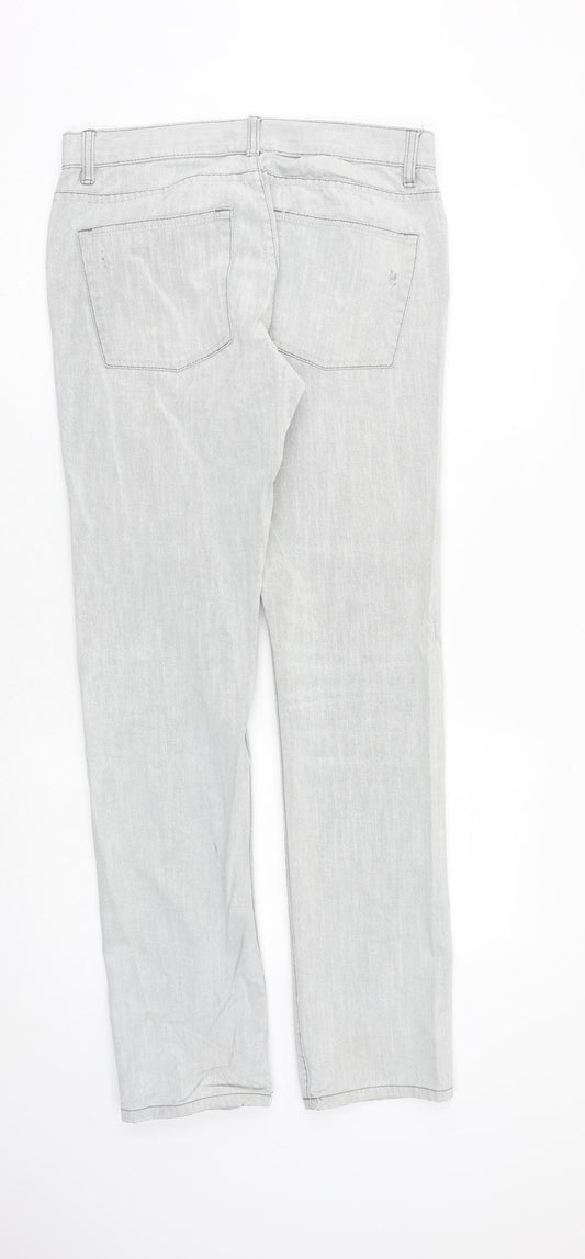 Topman Mens Grey Cotton Straight Jeans Size 32 in L33 in Slim Button