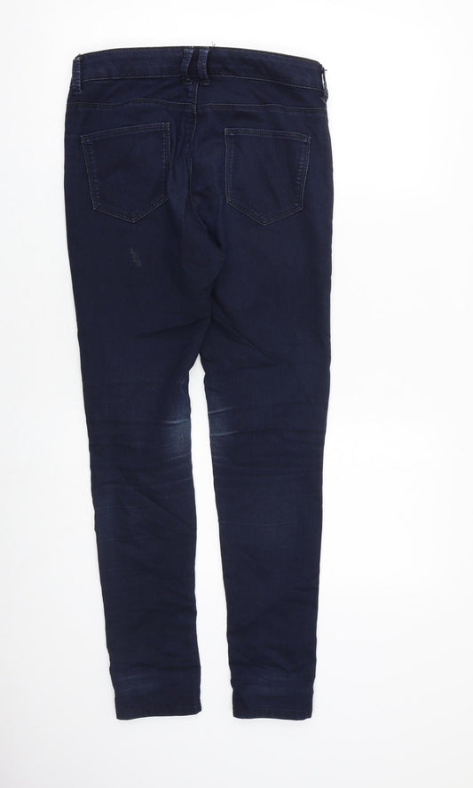 Marks and Spencer Womens Blue Cotton Skinny Jeans Size 8 L28 in Slim Zip