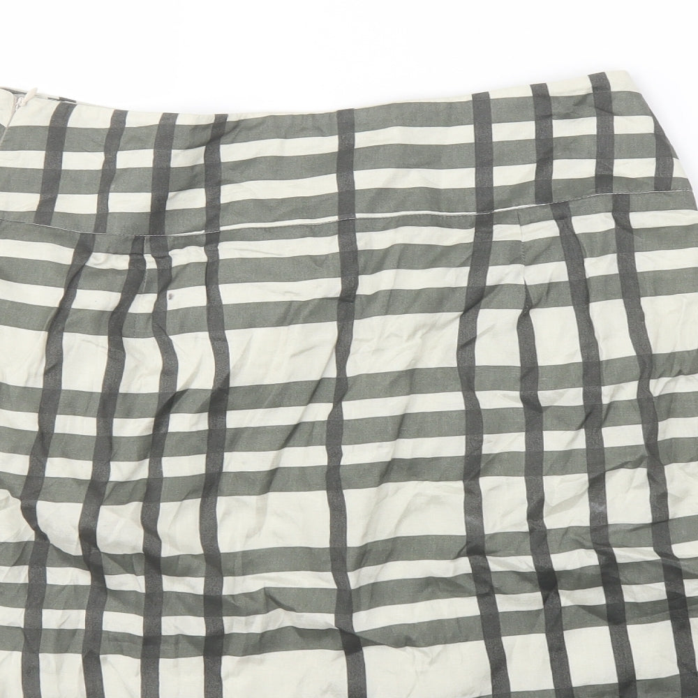 Kookai Womens Green Striped Viscose Tulip Skirt Size 10 Zip