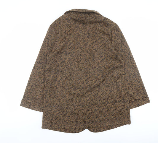 New Look Womens Brown Animal Print Kimono Coat Size 14 - Leopard Print