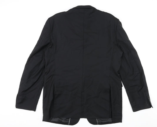 Lanificio Mens Black Wool Jacket Suit Jacket Size 46 Regular