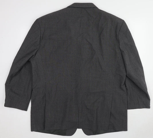 Skopes Mens Grey Striped Polyester Jacket Blazer Size 48 Regular