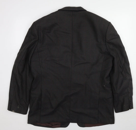 Westbury Mens Black Plaid Wool Jacket Suit Jacket Size 44 Regular