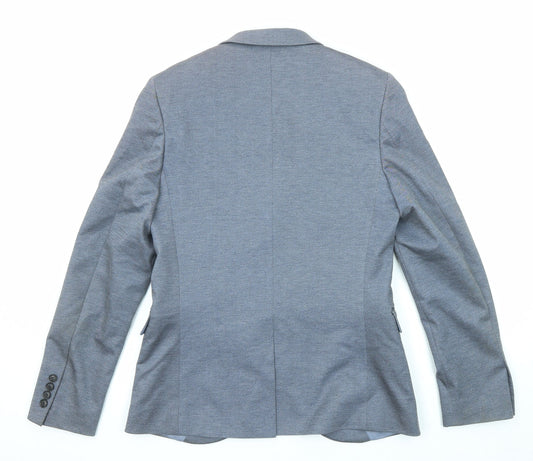 Topman Mens Blue Polyester Jacket Suit Size 38 Regular