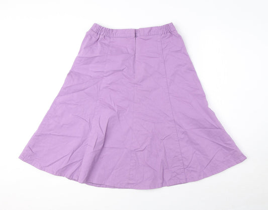 Damart Womens Purple Cotton A-Line Skirt Size 10 Zip