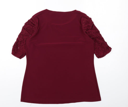 Womens UK Size M Nina Leonard Red Polyester Blouse