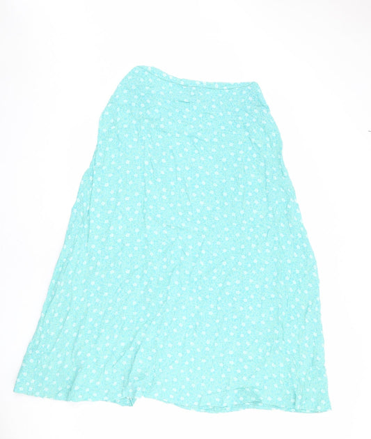 Warehouse Womens Blue Floral Viscose A-Line Skirt Size 30 in Button