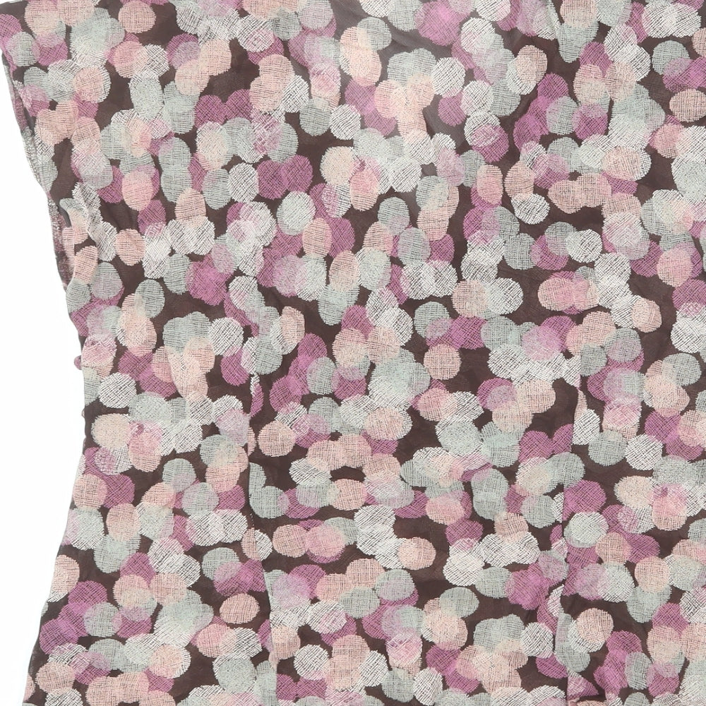 Marks and Spencer Womens Multicoloured Geometric Viscose Basic Blouse Size 12 V-Neck