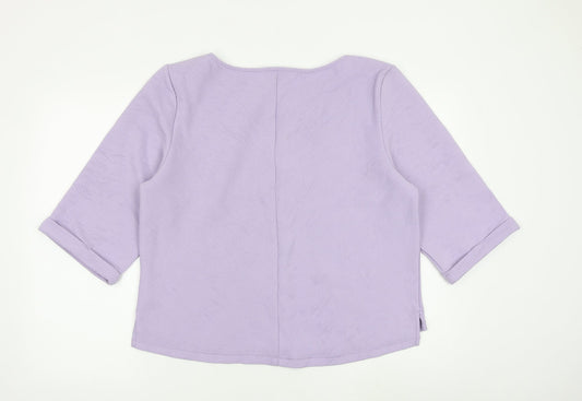 H&M Womens Purple Polyester Basic Blouse Size M Boat Neck