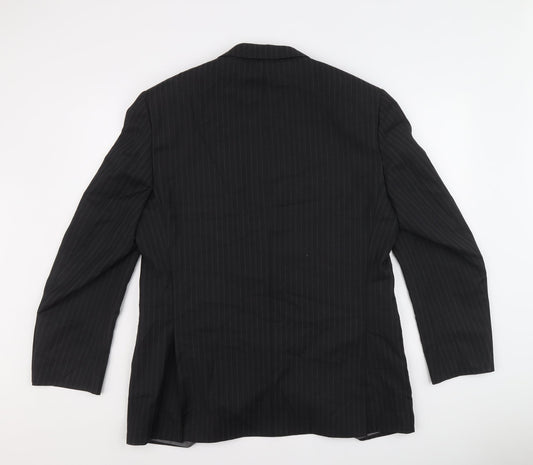Marks and Spencer Mens Black Striped Polyester Jacket Suit Jacket Size 42 Regular