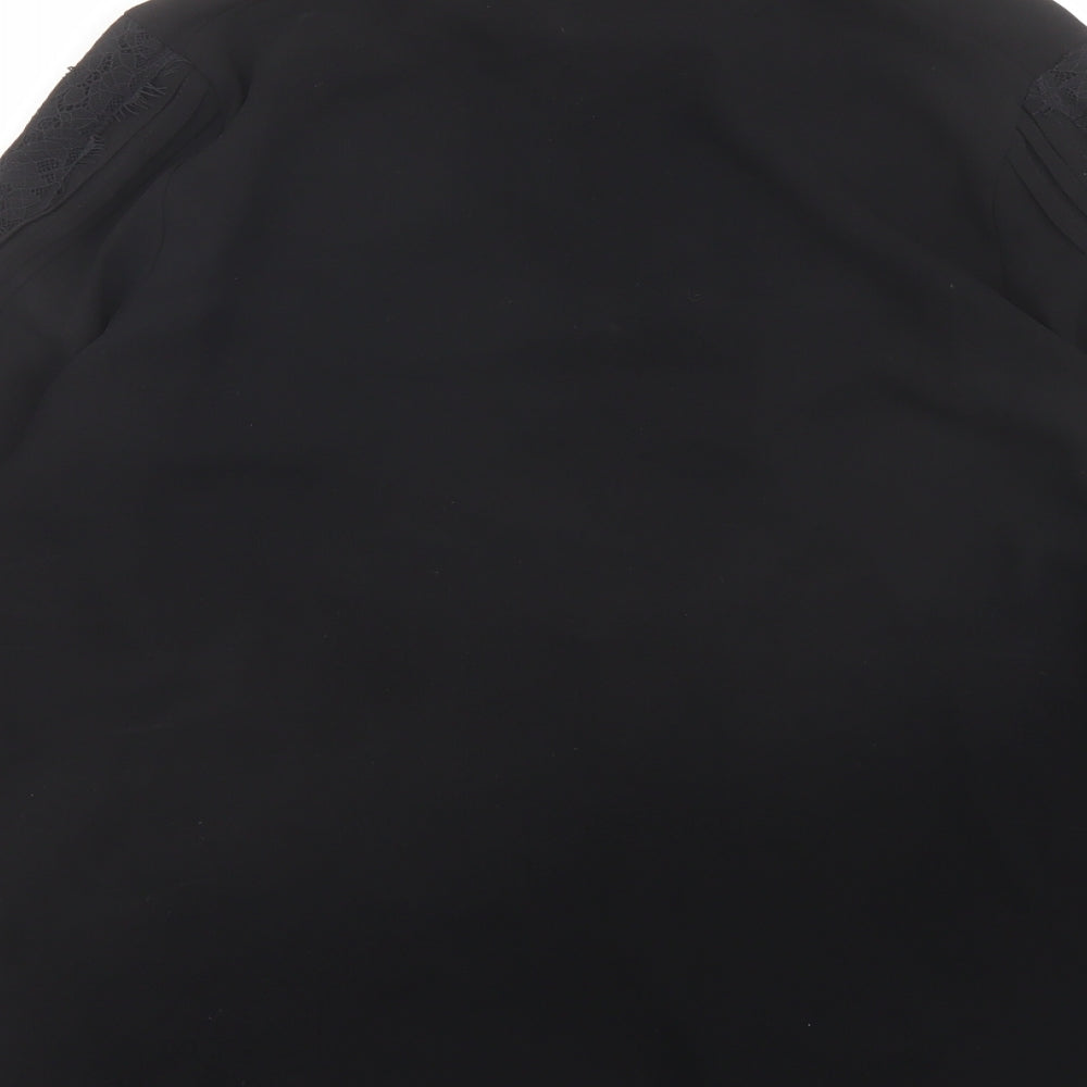 Axara Womens Black Polyester Basic Button-Up Size M Collared