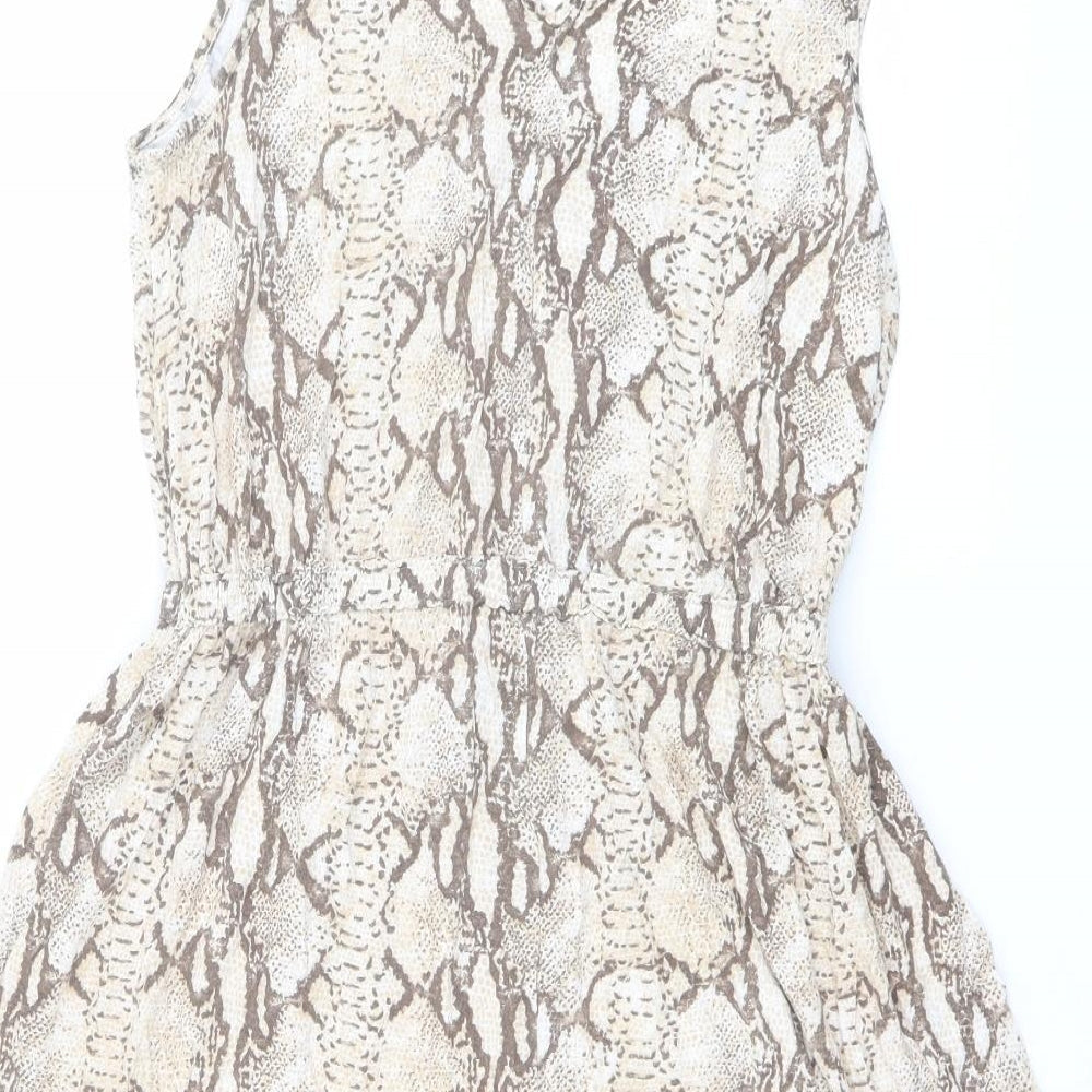 H&M Womens Beige Animal Print Viscose Tank Dress Size M Scoop Neck Pullover - Snakeskin pattern