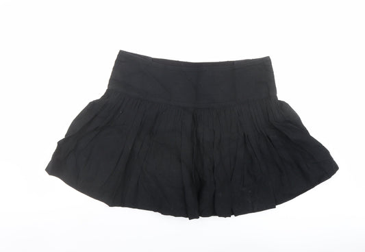 Emily and Fin Womens Black Cotton Skater Skirt Size L Button