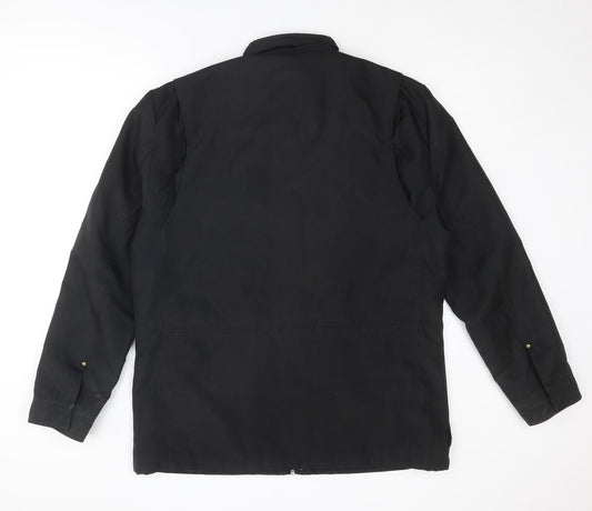 Kenneth Cole Reaction Mens Black Pea Coat Coat Size L Zip