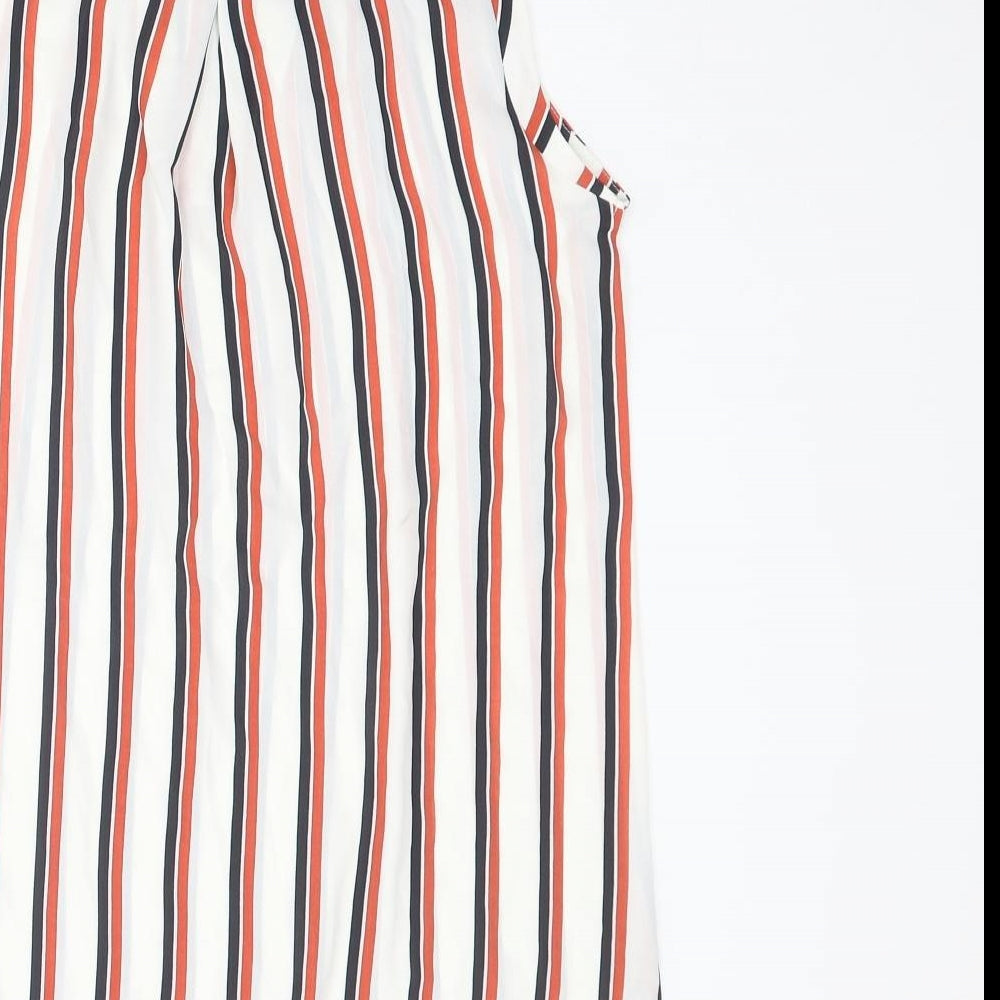 Marks and Spencer Womens Multicoloured Striped Polyester Basic Blouse Size 8 Round Neck