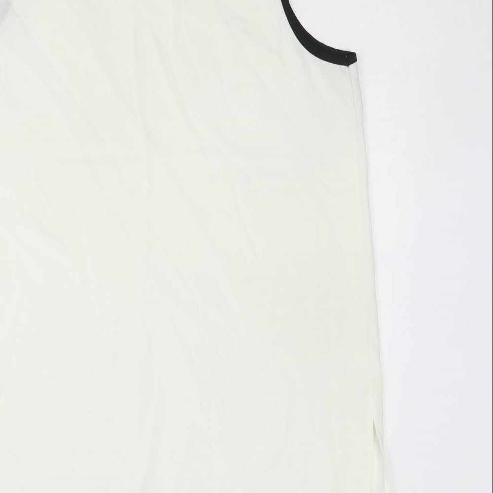 BASSINI Womens Ivory Polyester Basic Tank Size 16 Round Neck