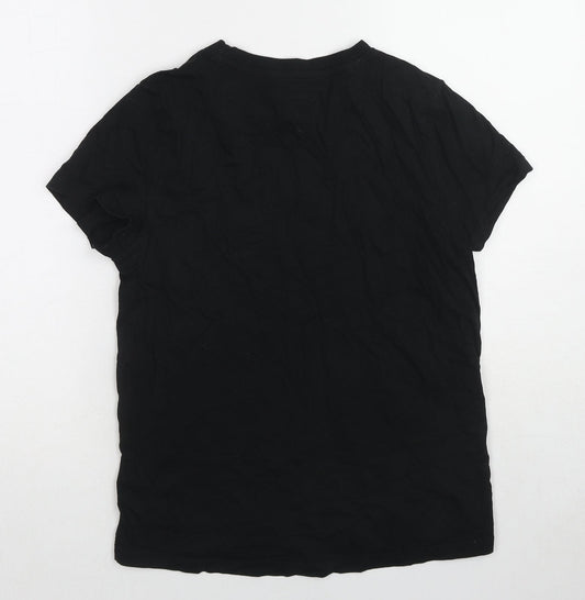 Disney Womens Black Cotton Basic T-Shirt Size 6 Crew Neck - Mickey Mouse Size 6-8