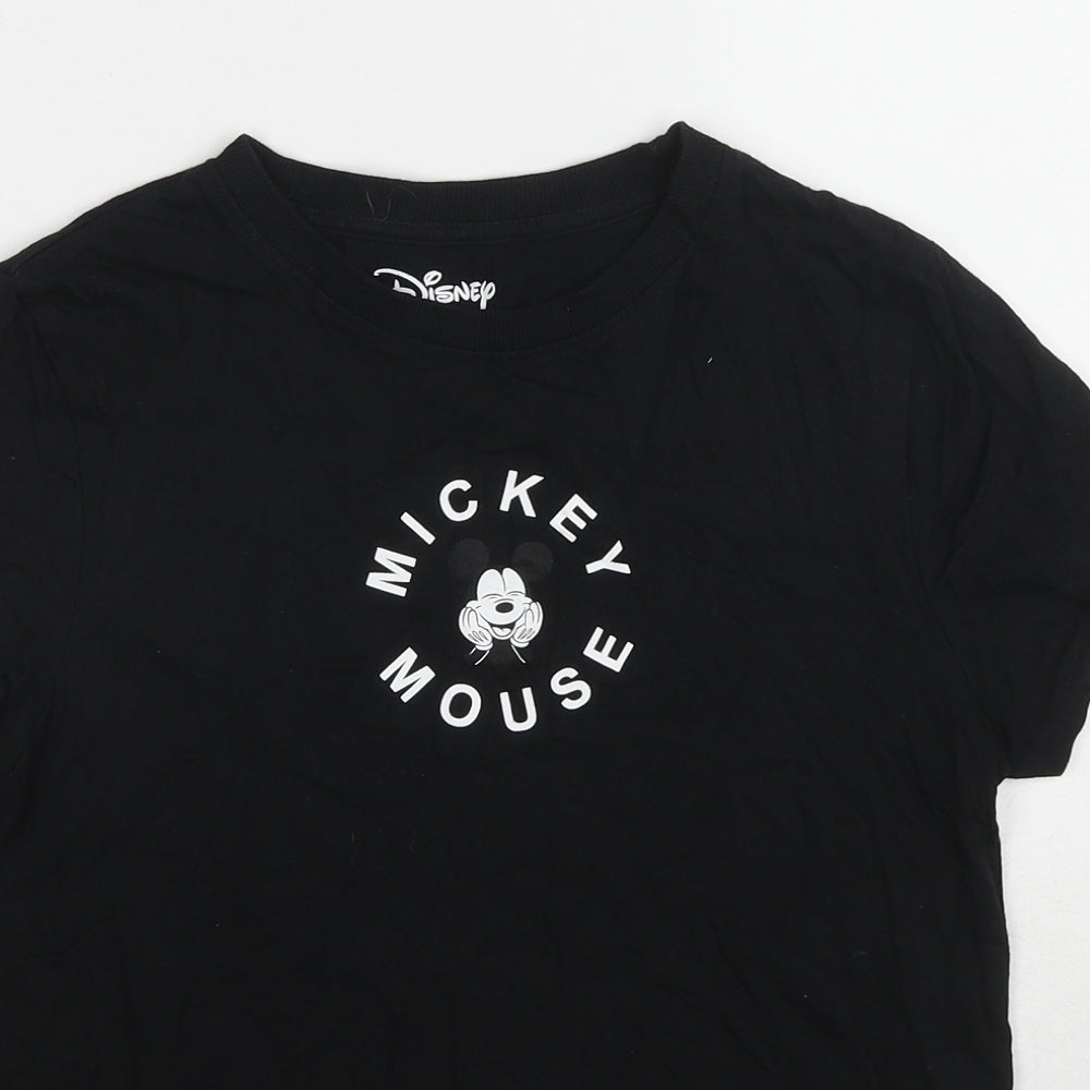 Disney Womens Black Cotton Basic T-Shirt Size 6 Crew Neck - Mickey Mouse Size 6-8