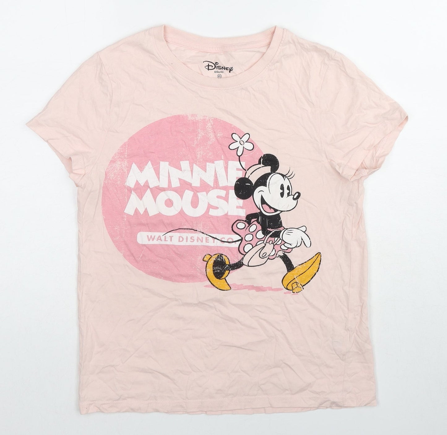 Disney Womens Pink Cotton Basic T-Shirt Size 6 Crew Neck - Minnie Mouse Size 6-8