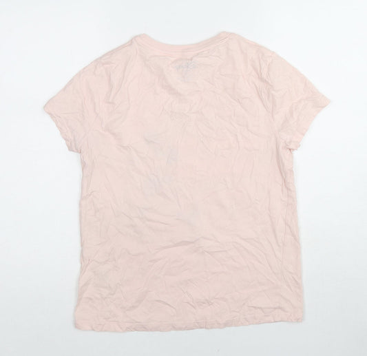 Disney Womens Pink Cotton Basic T-Shirt Size 6 Crew Neck - Minnie Mouse Size 6-8