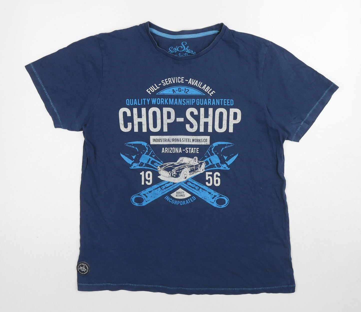 The Shore Womens Blue Cotton Basic T-Shirt Size M Round Neck - Chop-Shop