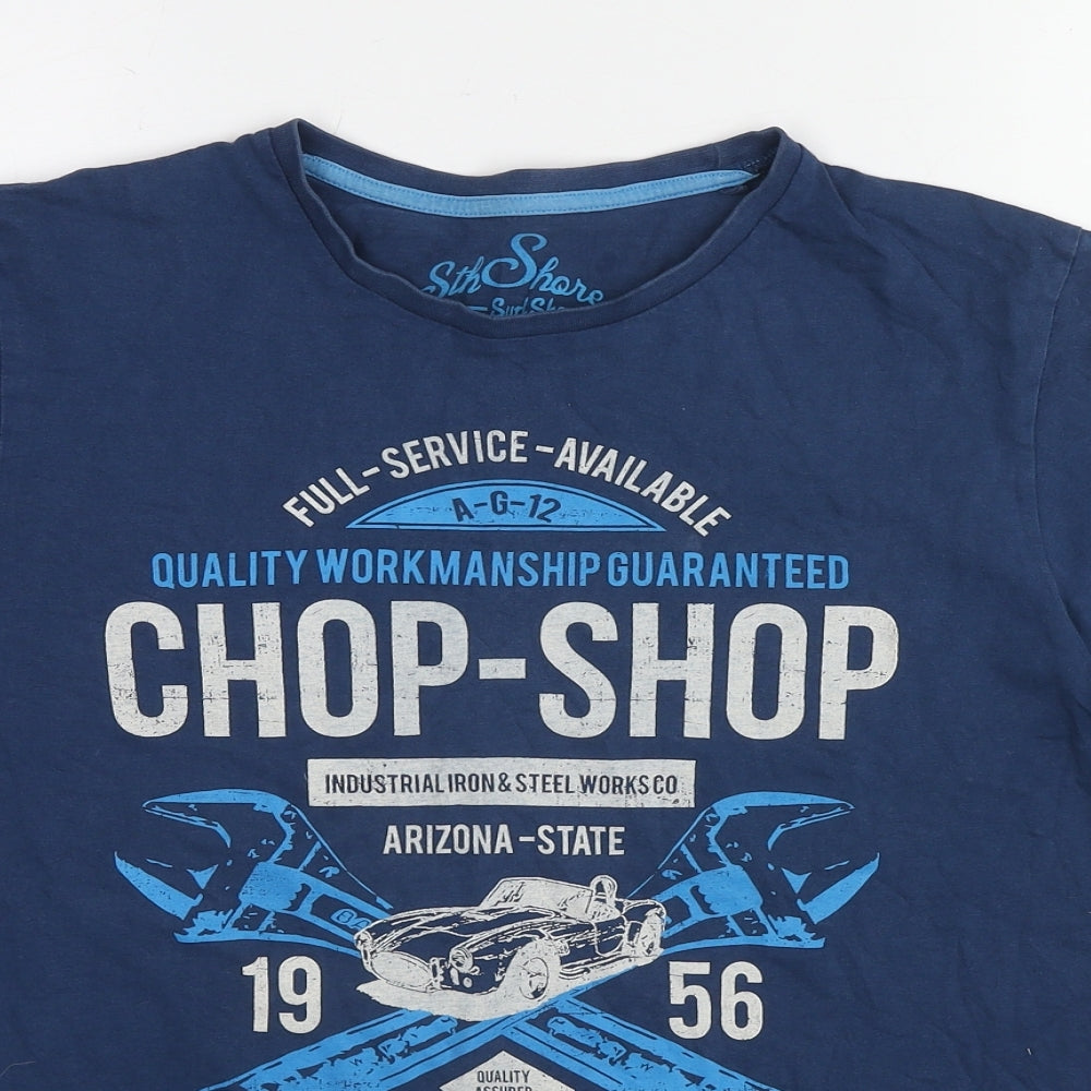 The Shore Womens Blue Cotton Basic T-Shirt Size M Round Neck - Chop-Shop