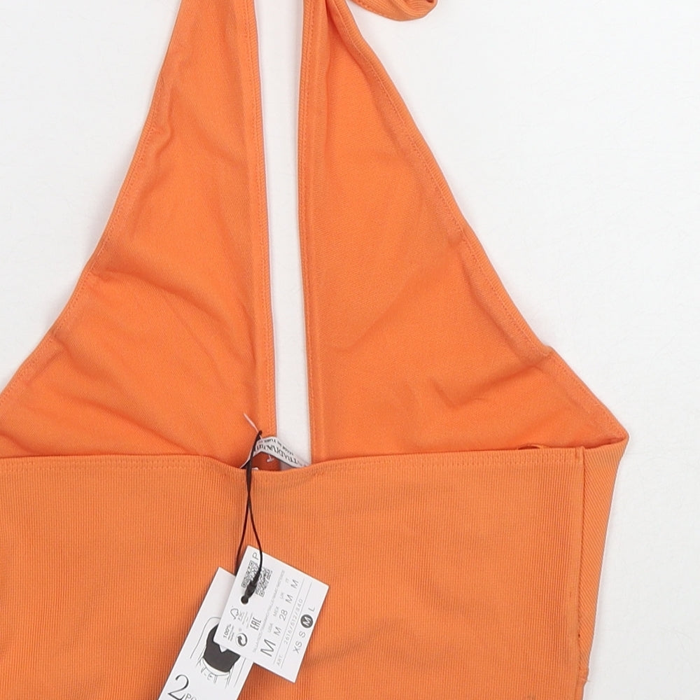 Stradivarius Womens Orange Polyester Cropped Tank Size M Halter