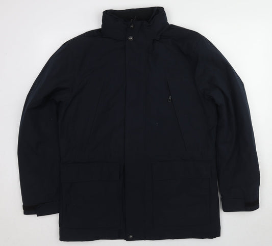 Marks & Spencer Mens Blue Pea Coat Coat Size M Zip