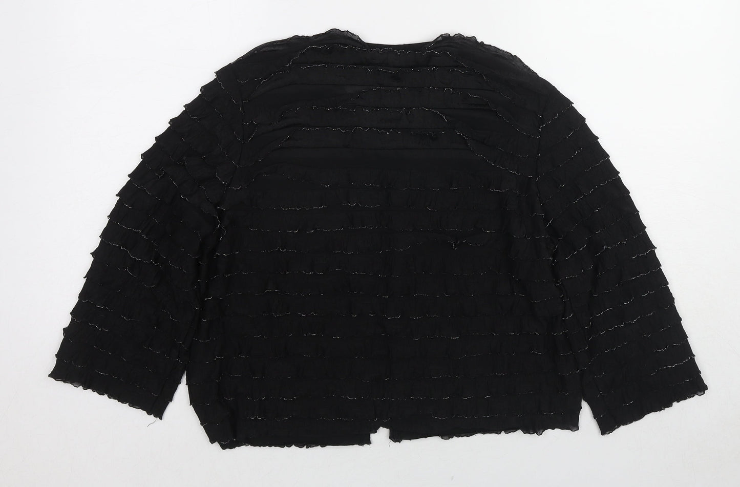 Klass Womens Black Polyester Basic Blouse Size L Round Neck